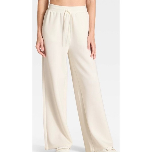 all in motion Pants - All In Motion Airy Sleek Wide Leg Pant Athleisure Large Cream High Rise